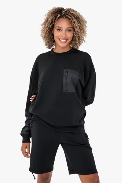 Mono B Crewneck Long Sleeve Pullover In Black