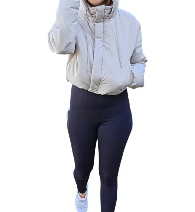 Mono B Cropped Puffer Jacket In Beige