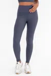 Mono B Cross The Finish Line Performance Leggings In Grey Blue In Blue