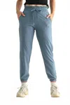 Mono B Cuffed High Waisted Jogger Pants In Sea Spray In Blue