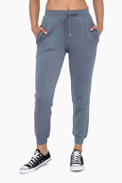 Mono B Cuffed High Waisted Joggers In Blue