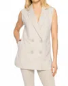 Mono B Double Breasted Blazer Vest In Green Khaki