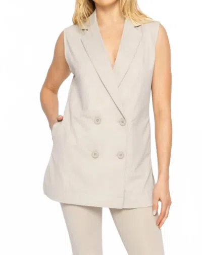 Mono B Double Breasted Blazer Vest In Green Khaki