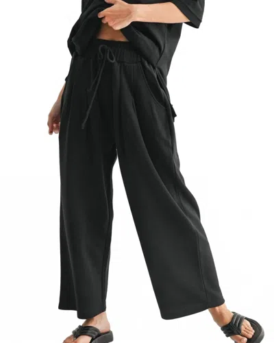 Mono B Dune Drift Cotton Blend Wide Leg Pants In Black