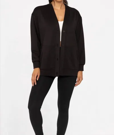 Mono B Elevated Button Down Cardigan In Black