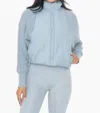 Mono B Nylon-trim Padded Hybrid Zip Jacket In Smokey Blue In Multi