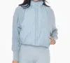 Mono B Nylon-trim Padded Hybrid Zip Jacket In Smokey Blue In Multi