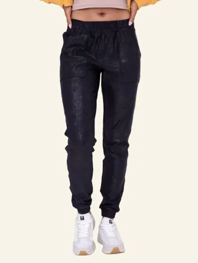 Mono B Foil High-waist Jogger In Black