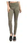 Mono B Full Length Moto Leggings In Olive In Green