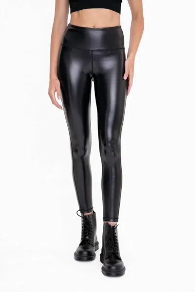 Mono B Glossy Liquid Leggings In Black