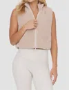 Mono B Hybrid Cropped Puffer Vest In Nude In Neutral
