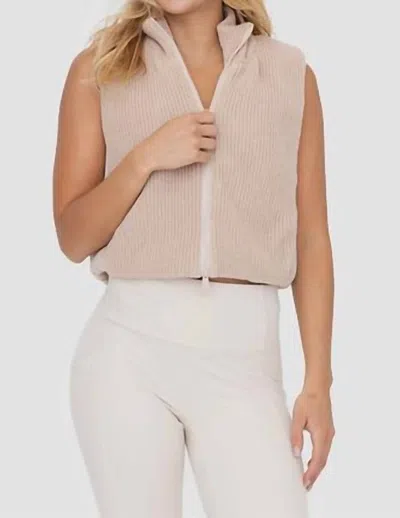 Mono B Hybrid Cropped Puffer Vest In Nude In Neutral