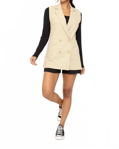 Mono B Identity Biz Sleeveless Vest Blazer In Khaki Green In Neutral