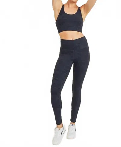 Mono B Jackie Textured Camo Leggings In Black In Blue