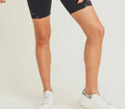 Mono B Lace Biker Babe Shorts In Black In Multi