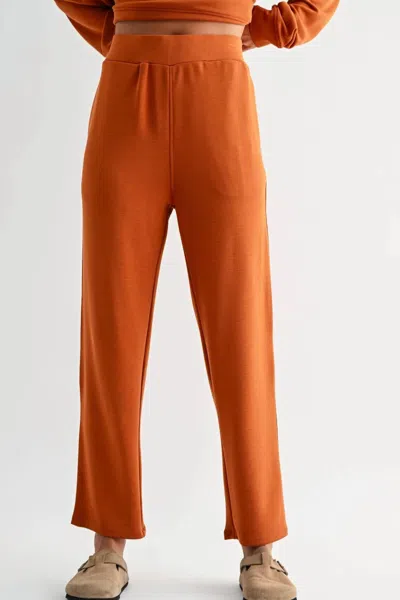 Mono B Laguna Soft Drape Cropped Pants In Burnt Amber In Multi