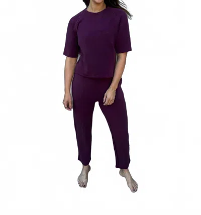 Mono B Laguna Soft Drape Cropped Pants In Dark Plum In Purple