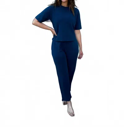 Mono B Laguna Soft Drape Cropped Pants In Midnight Navy In Blue