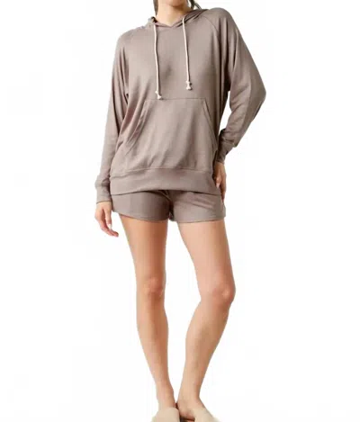 Mono B Lightweight Brushed Hacci Hoodie In Silken Taupe In Neutral