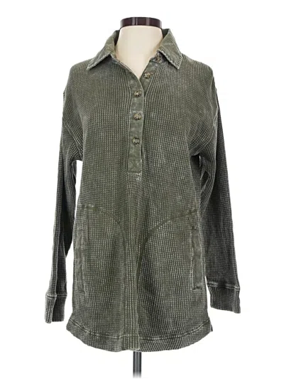 Pre-owned Mono B Long Sleeve Button Down Shirt In Green