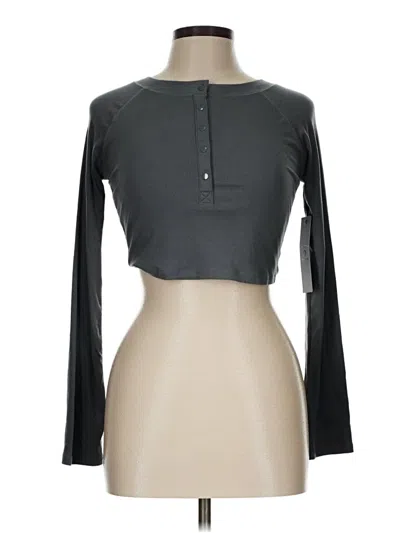Mono B Long Sleeve Top Gray Keyhole Neckline Tops