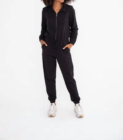 Mono B Long Sleeve Utility Style Jumpsuit In Black