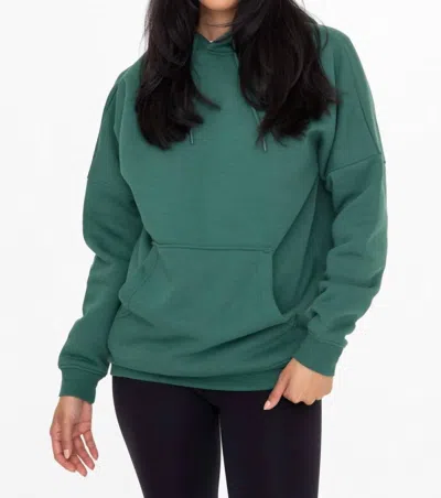 Mono B Longline Slim Fit Fleece Hoodie In Hunter Green