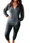 Mono B Marty Hooded Lounge Jumpsuit In Urban Grey In Gray