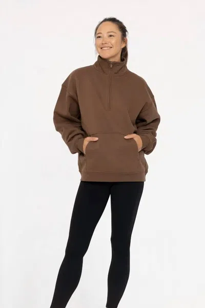 Mono B Mock Neck Pullover Sweater In Dark Chocolate In Brown