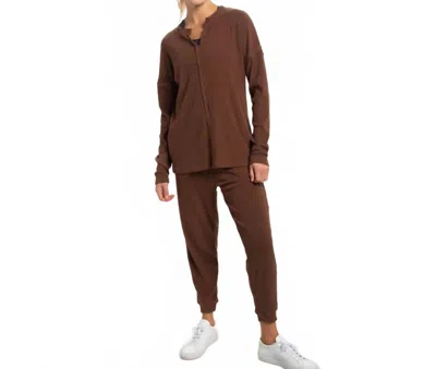 Mono B Monica Ribbed Set In Toffee In Brown