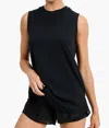 Mono B Notched Sleeveless Flowy Tank Top In Black In Black