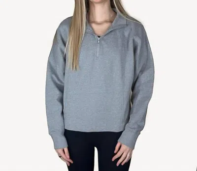 Mono B Plush Half-zip Fleece Pullover Top In Heather Grey In Gray