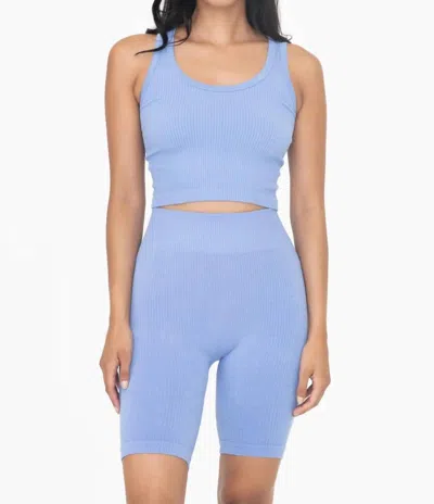 Mono B Ribbed Crop Tank In Sky Blue