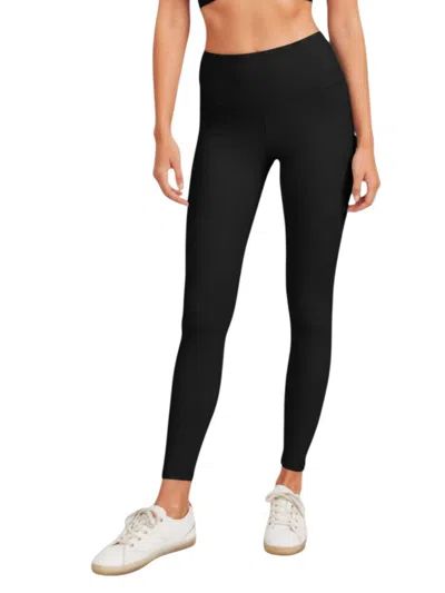 Mono B Ribbed Lycra Leggings In Black