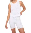Mono B Semi Sheer Abstract Swirl Racer Tank Top In Ivory