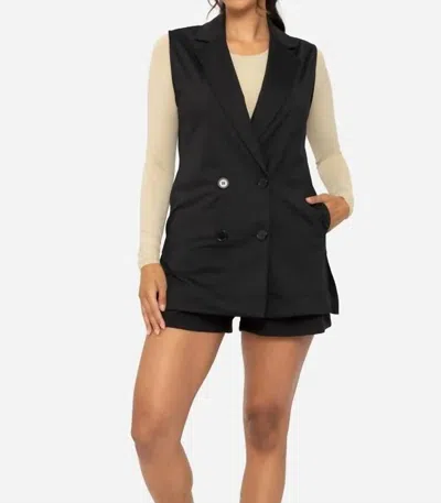 Mono B Sleeveless Vest Blazer In Black