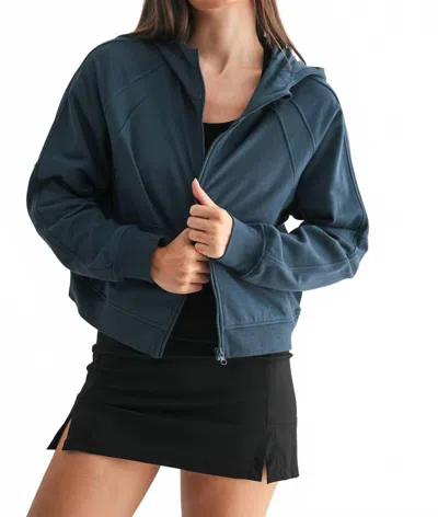 Mono B Soft Structure Zip-up Fleece Hoodie In Navy In Blue