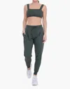 MONO B SOLID PLEATED FRONT JOGGERS IN DEEP FOREST