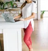 Mono B Split Hem Athleisure Top In White In White