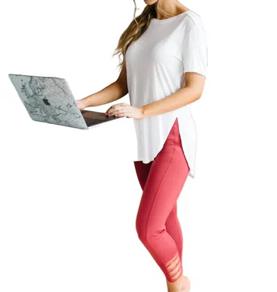 Mono B Split Hem Athleisure Top In White