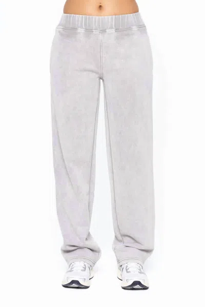 Mono B Straight Leg Vintage Fleece Lounge Pants In Fog In White