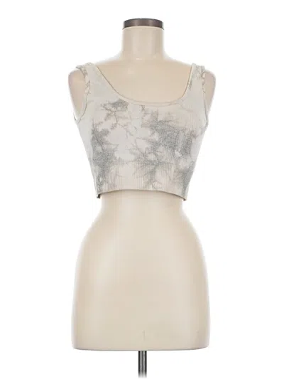 Pre-owned Mono B Tank Top Silver Strapless Neckline Tops