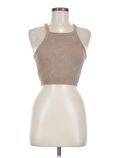 Pre-owned Mono B Tank Top Tan Halter Neckline Tops