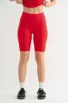 Mono B Tapered Band Essential Biker Shorts In Cherry In Red