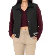 Mono B Varsity Stripe Snap Button Vest In Black In Black