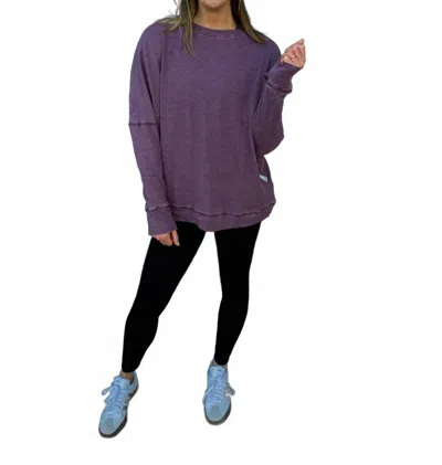 Mono B Waffle Ribbed Pullover In Dark Plum In Multi
