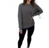 Mono B Waffle Ribbed Pullover In Espresso In Gray
