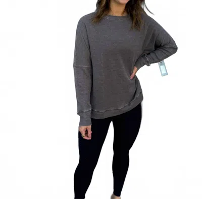 Mono B Waffle Ribbed Pullover In Espresso In Gray