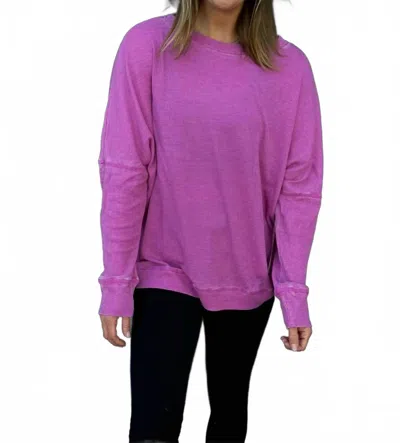 Mono B Waffle Ribbed Pullover In New Orchid In Purple