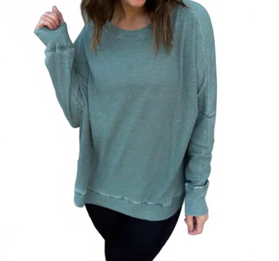 Mono B Waffle Ribbed Pullover In Silky Pine In Green